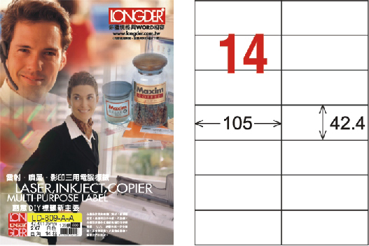 龍德 LD-809-A-A A4雷射影印標籤 白銅版 / 盒