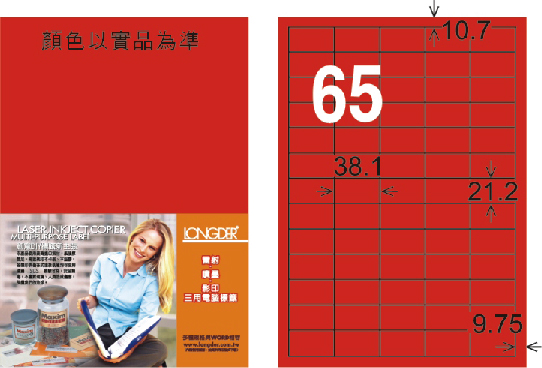 龍德 LD-806-AR-C A4雷射影印標籤 紅銅版 / 包
