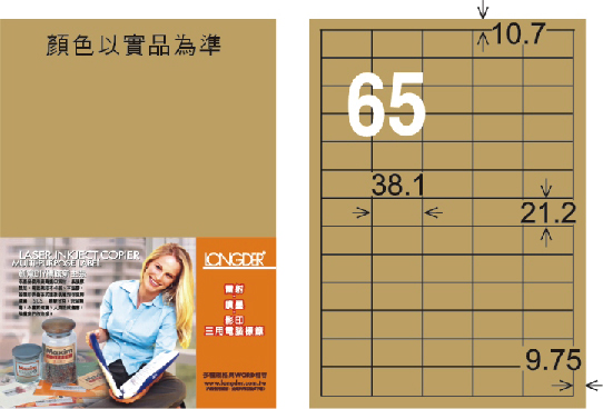 龍德 LD-806-C-C A4三用電腦標籤 牛皮紙 / 包