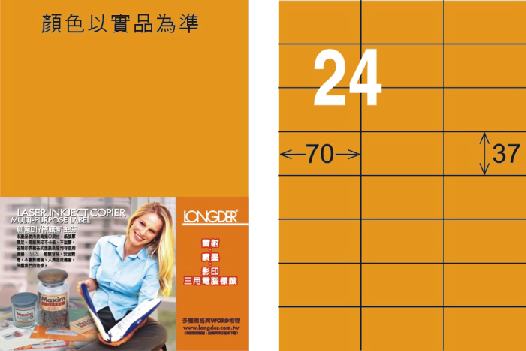 龍德 LD-802-FO-C A4雷射影印標籤 螢光橘 / 包