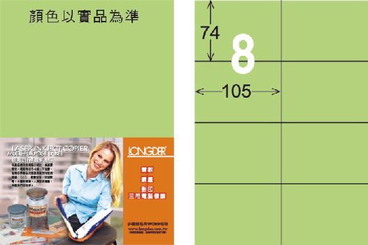 龍德 LD-805-G-C A4三用電腦標籤 淺綠色 / 包