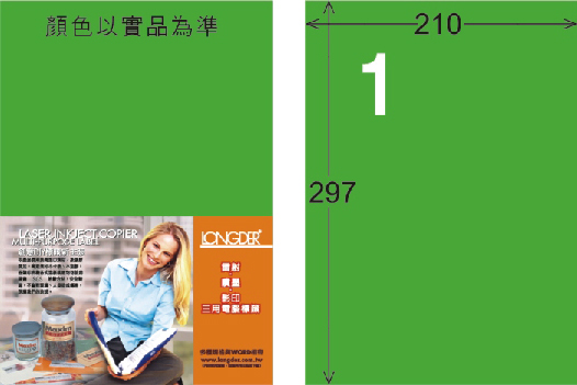 龍德 LD-800-FG-C A4雷射影印標籤 螢光綠 / 包