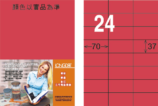 龍德 LD-802-FR-C A4雷射影印標籤 螢光紅 / 包