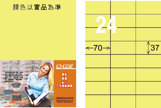 龍德 LD-802-Y-C A4三用電腦標籤 淺黃色 / 包