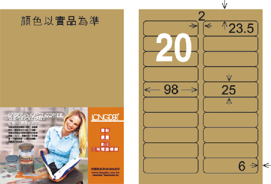 龍德 LD-812-C-C A4三用電腦標籤 牛皮紙 / 包