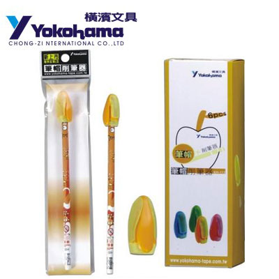 YOKOHAMA 日本橫濱 KH-113筆帽削筆器(粉橘)+1支無鉛筆 6包/ 盒