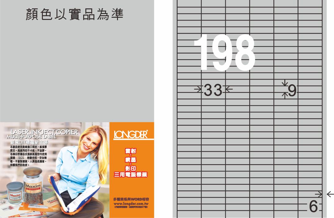 龍德 LD-825-S-C A4雷射影印標籤 銀色 / 包