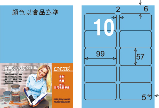 龍德 LD-814-B-C A4三用電腦標籤 淺藍色 / 包