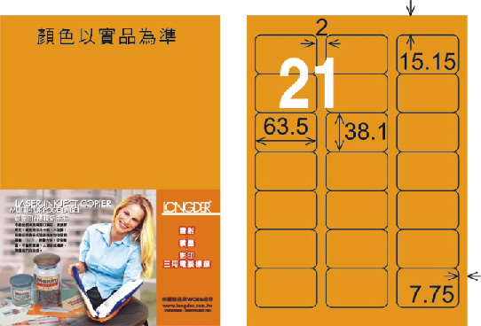 龍德 LD-817-FO-C A4雷射影印標籤 螢光橘 / 包