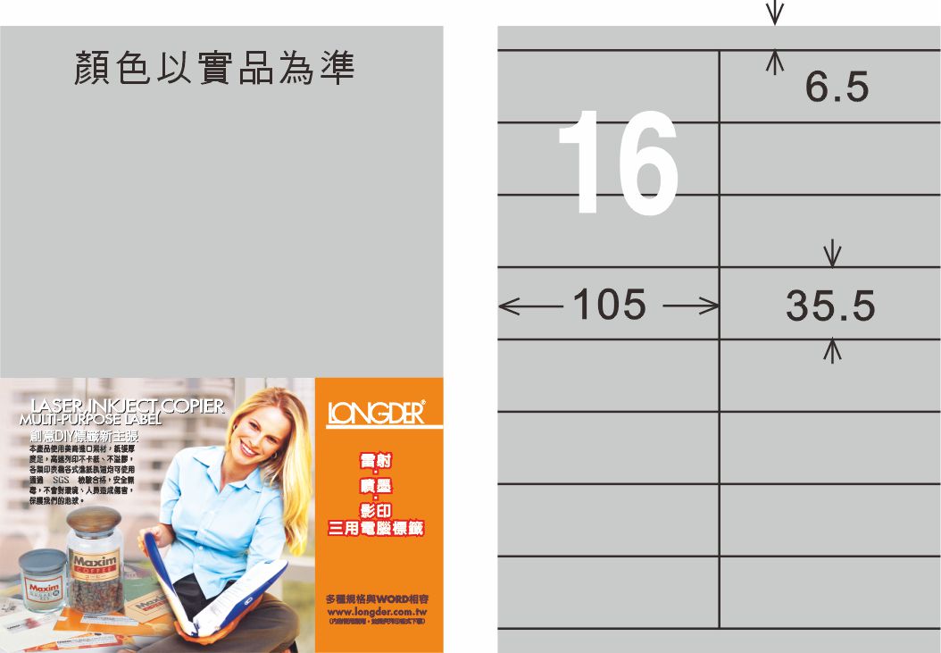 龍德 LD-828-S-C A4雷射影印標籤 銀色 / 包