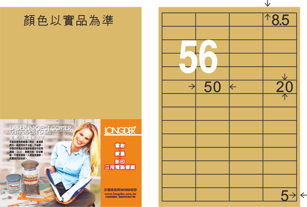 龍德 LD-824-C-C A4三用電腦標籤 牛皮紙 / 包