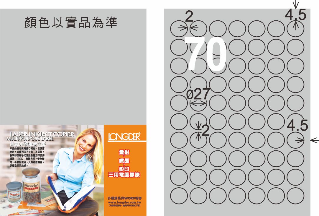 龍德 LD-822-S-C A4雷射影印標籤 銀色 / 包