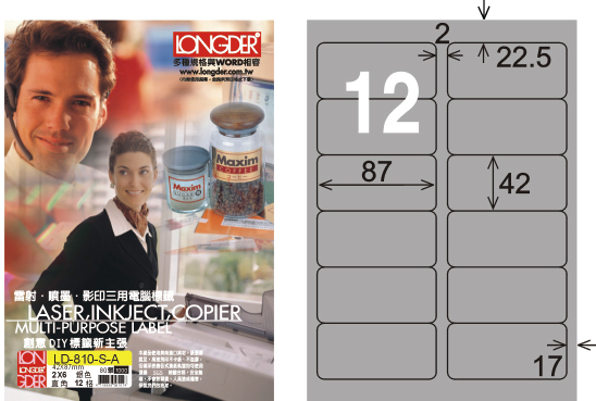 龍德 LD-810-S-A A4雷射影印標籤 銀色 / 盒