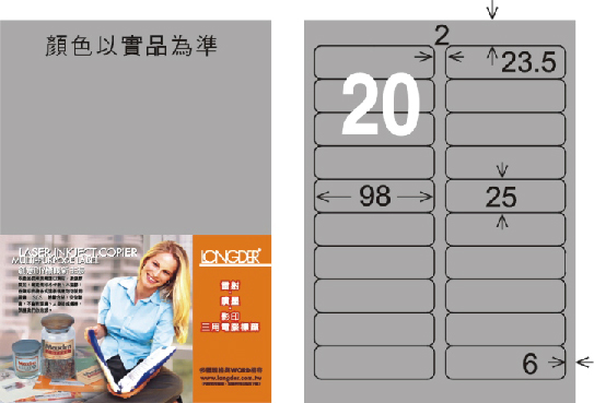 龍德 LD-812-S-C A4雷射影印標籤 銀色 / 包