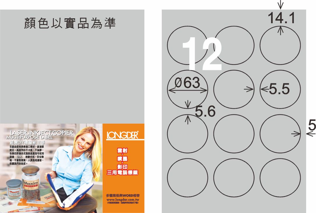 龍德 LD-821-S-C A4雷射影印標籤 銀色 / 包