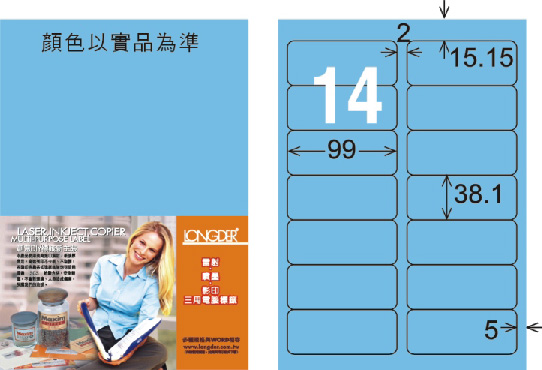 龍德 LD-816-B-C A4三用電腦標籤 淺藍色 / 包