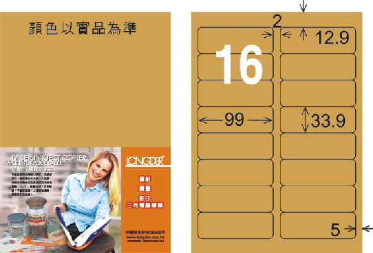 龍德 LD-811-M-C A4雷射影印標籤 金色 / 包