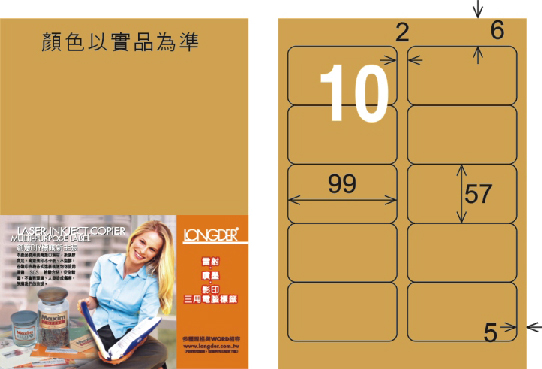 龍德 LD-814-M-C A4雷射影印標籤 金色 / 包