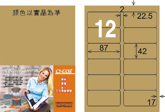 龍德 LD-810-C-C A4三用電腦標籤 牛皮紙 / 包