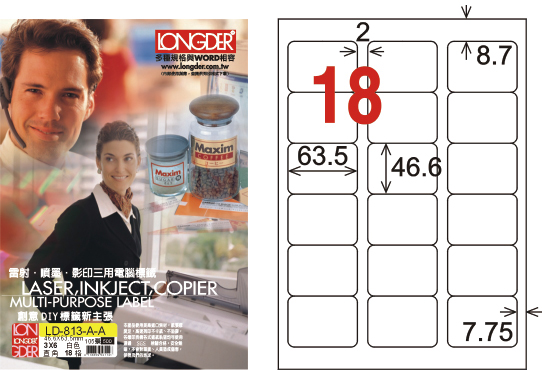 龍德 LD-813-A-A A4雷射影印標籤 白銅版 / 盒