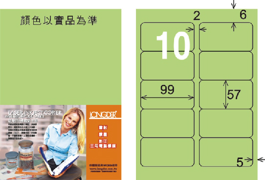 龍德 LD-814-G-C A4三用電腦標籤 淺綠色 / 包