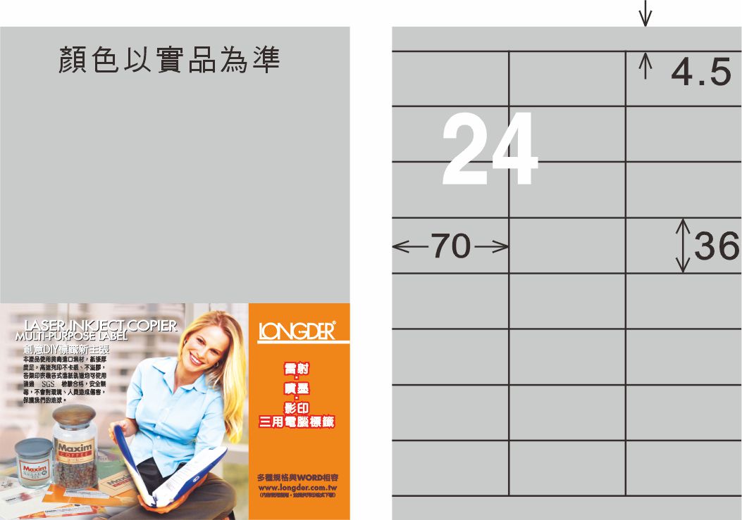 龍德 LD-826-S-C A4雷射影印標籤 銀色 / 包