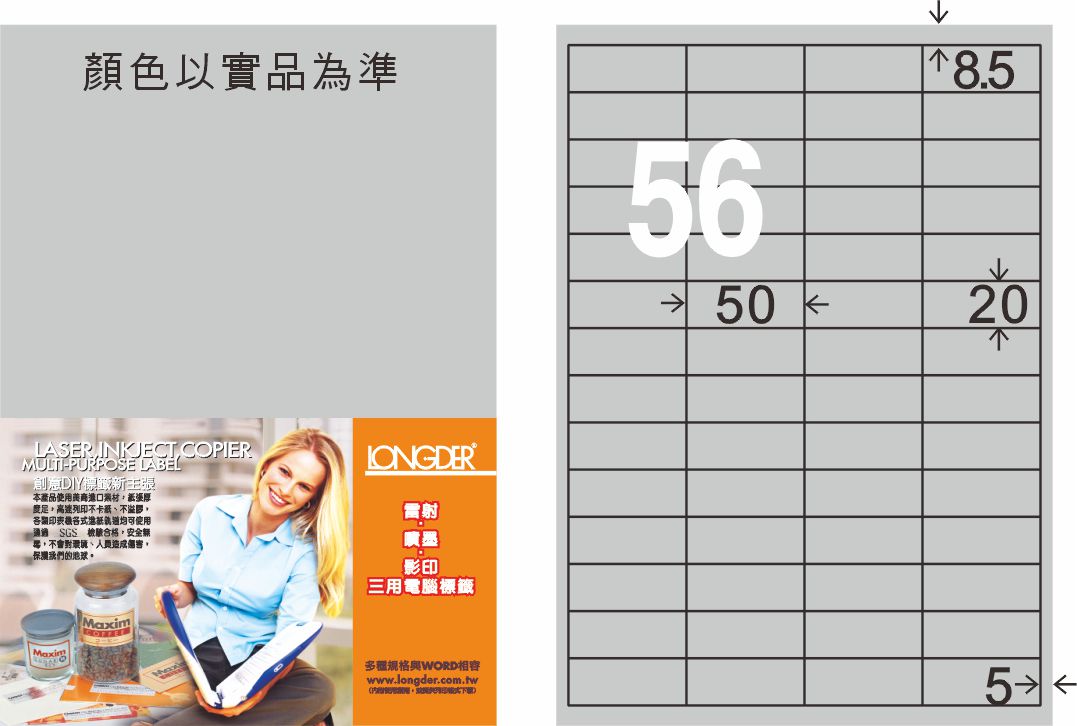 龍德 LD-824-S-C A4雷射影印標籤 銀色 / 包