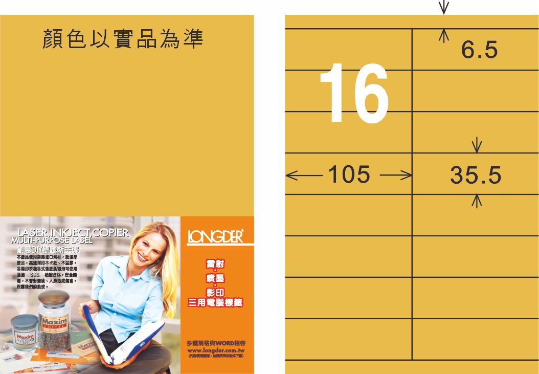 龍德 LD-828-M-C A4雷射影印標籤 金色 / 包