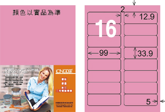 龍德 LD-811-R-C A4三用電腦標籤 粉紅色 / 包