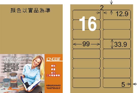 龍德 LD-811-C-C A4三用電腦標籤 牛皮紙 / 包