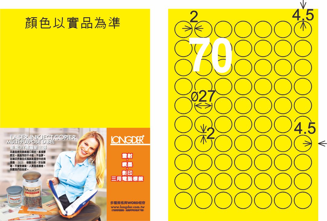 龍德 LD-822-AY-C A4雷射影印標籤 黃銅版 / 包
