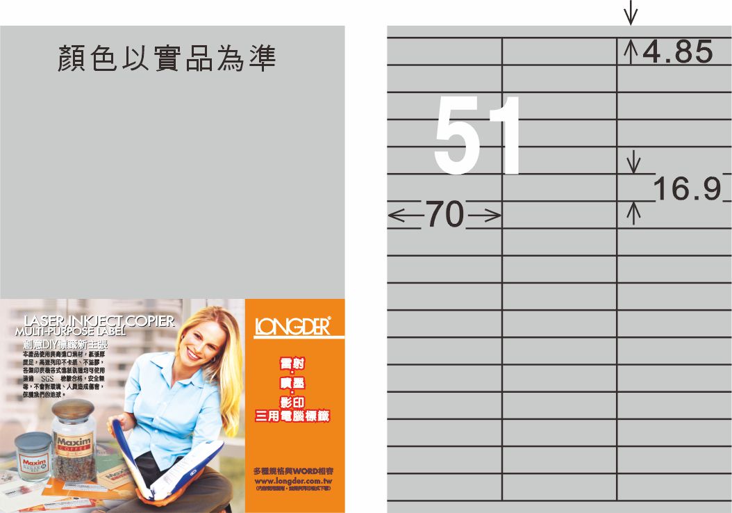 龍德 LD-829-S-C A4雷射影印標籤 銀色 / 包