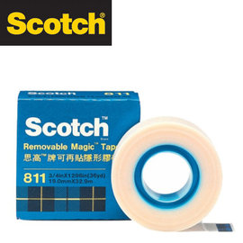 3M 811 3/4 Scotch® 可再貼隱形膠帶 (19mmx32.9m) / 個