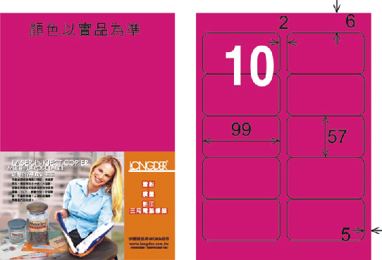 龍德 LD-814-FP-C A4雷射影印標籤 螢光粉紅 / 包