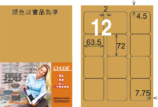 龍德 LD-815-M-C A4雷射影印標籤 金色 / 包