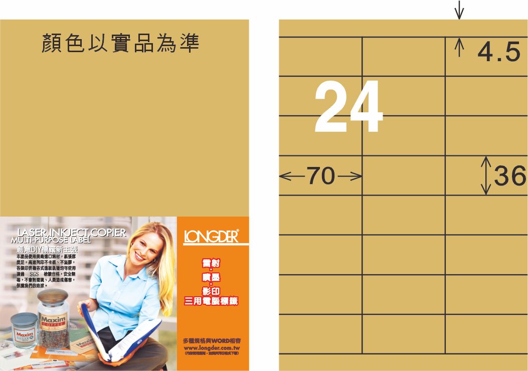 龍德 LD-826-C-C A4三用電腦標籤 牛皮紙 / 包