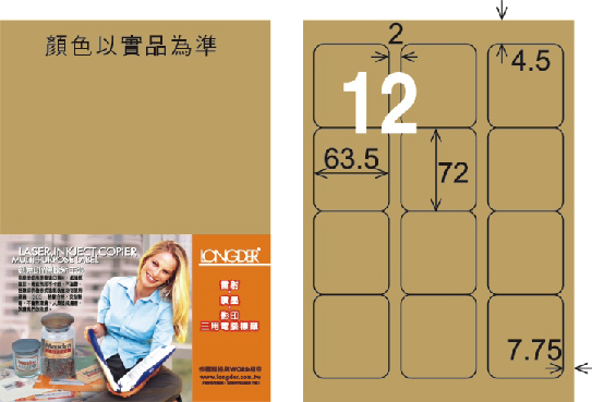 龍德 LD-815-C-C A4三用電腦標籤 牛皮紙 / 包