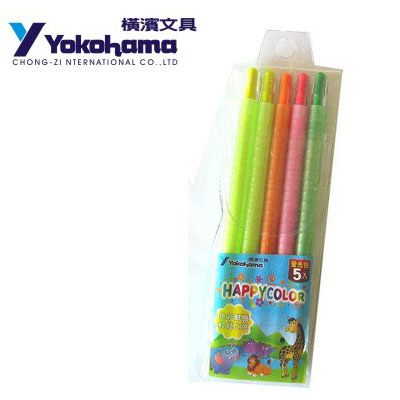 YOKOHAMA 日本橫濱 飛旋螢光彩蠟筆5入裝 YHC-5H / 包