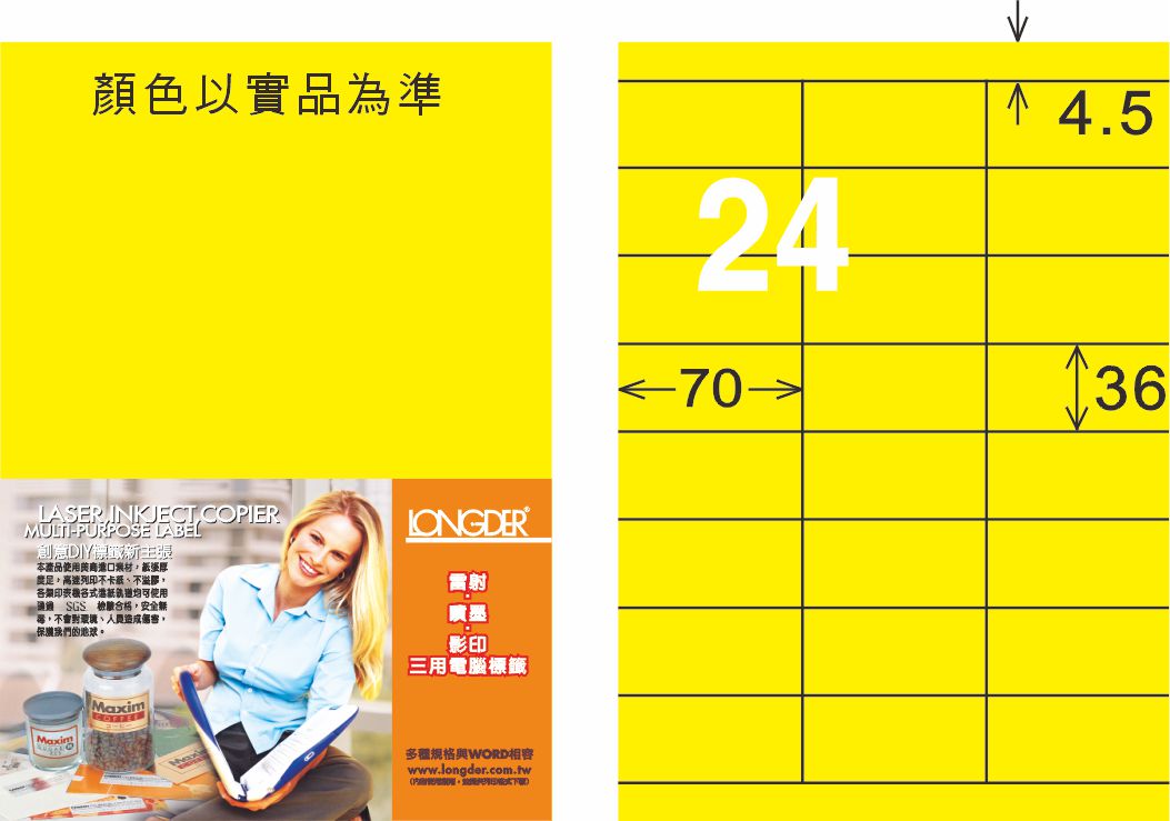 龍德 LD-826-AY-C A4雷射影印標籤 黃銅版 / 包