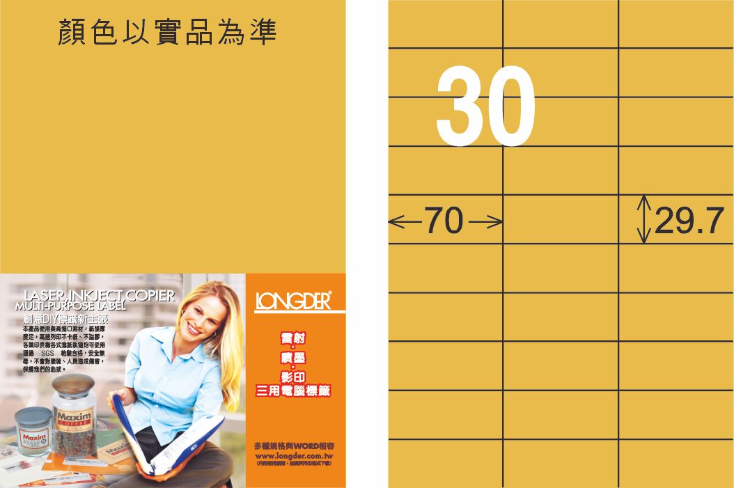 龍德 LD-834-M-C A4雷射影印標籤 金色 / 包