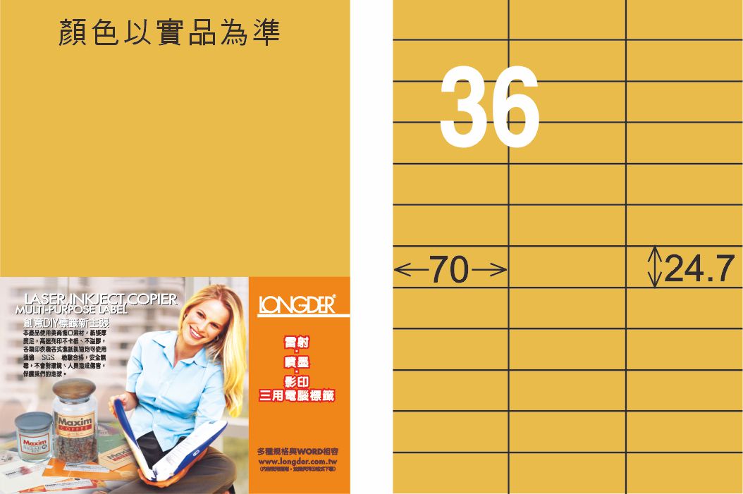 龍德 LD-830-M-C A4雷射影印標籤 金色 / 包