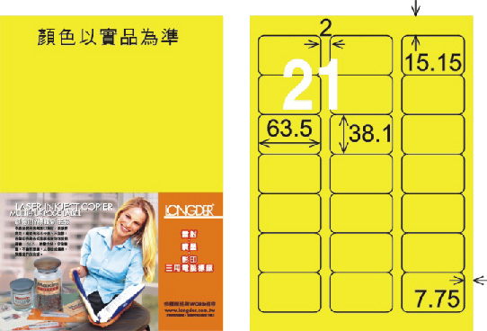龍德 LD-817-FY-C A4雷射影印標籤 螢光黃 / 包