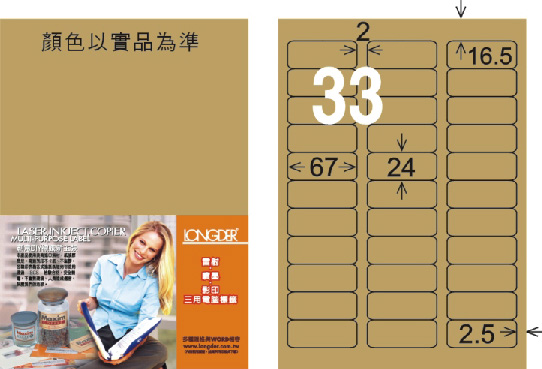 龍德 LD-819-C-C A4三用電腦標籤 牛皮紙 / 包