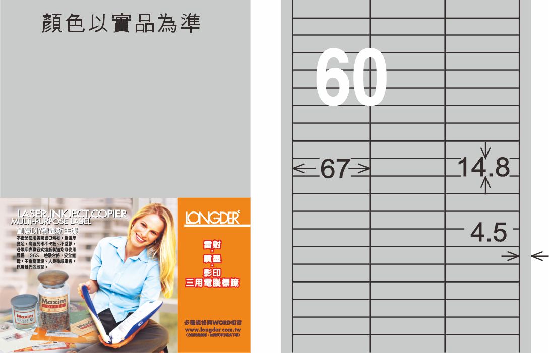 龍德 LD-844-S-C A4雷射影印標籤 銀色 / 包