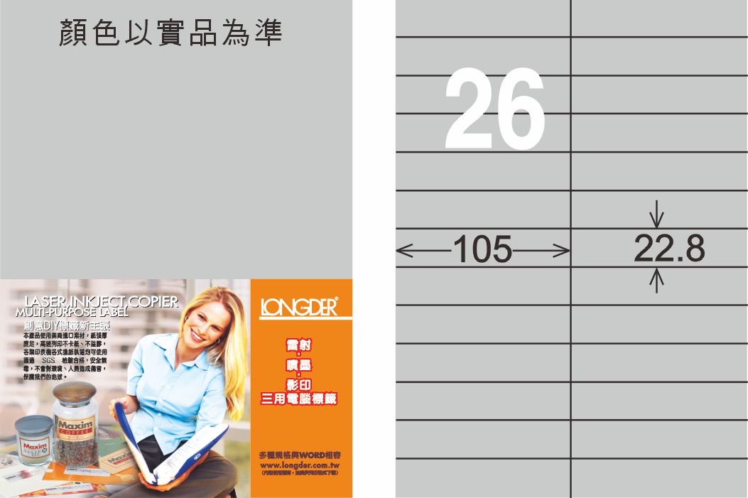 龍德 LD-837-S-C A4雷射影印標籤 銀色 / 包