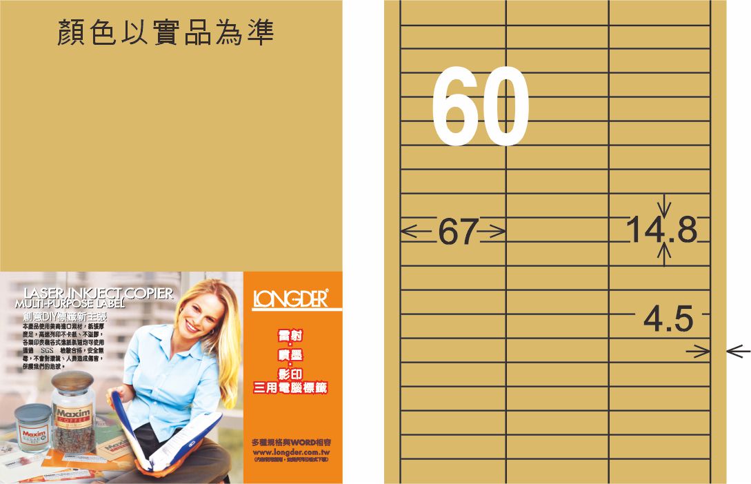 龍德 LD-844-C-C A4三用電腦標籤 牛皮紙 / 包