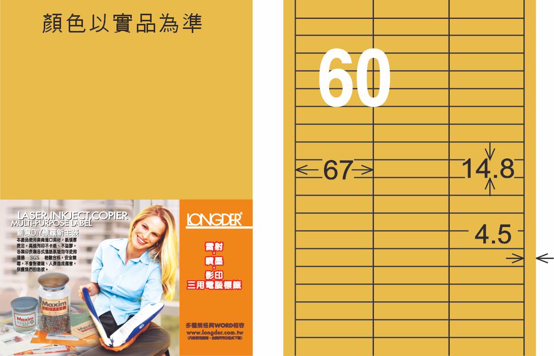 龍德 LD-844-M-C A4雷射影印標籤 金色 / 包