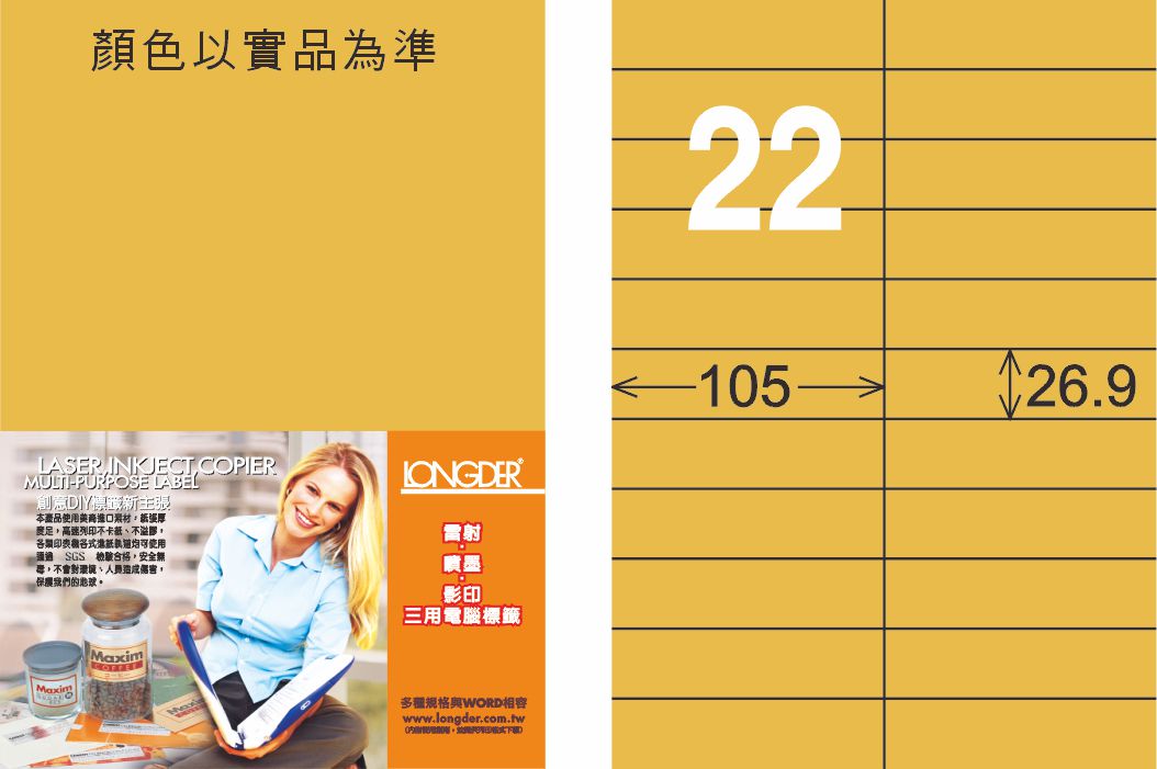 龍德 LD-842-M-C A4雷射影印標籤 金色 / 包