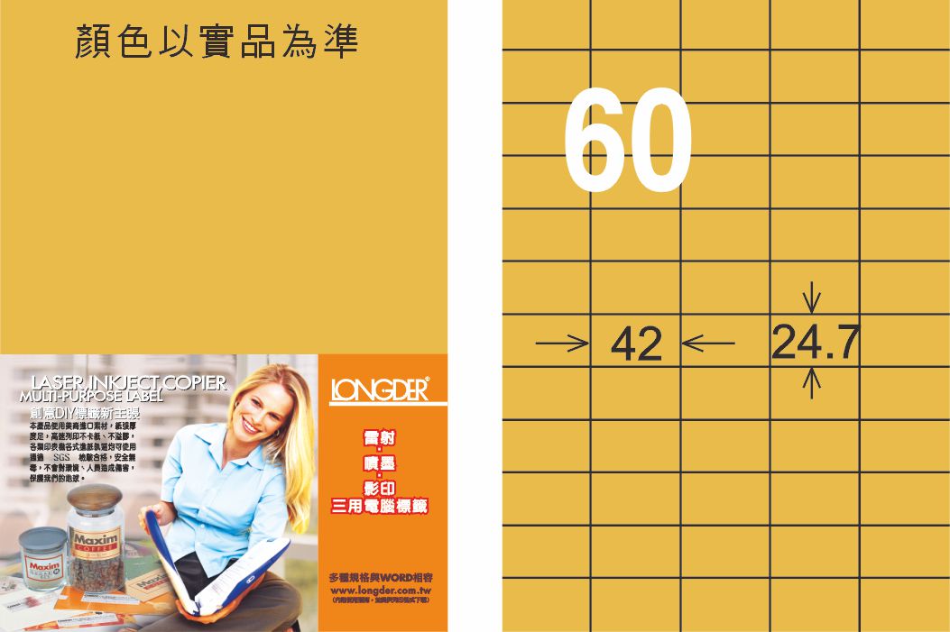 龍德 LD-839-M-C A4雷射影印標籤 金色 / 包