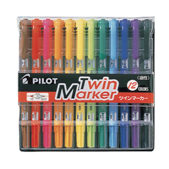 {振昌文具}【Pilot百樂】MEF-144EU-12C 雙頭麥克筆 (細) 12色入 /盒